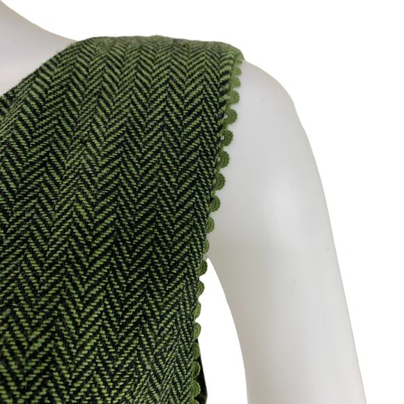 Modcloth x Collectif Dress Size XS US 4 UK8 Herringbone Fit Flare Green Pockets - Picture 5 of 10